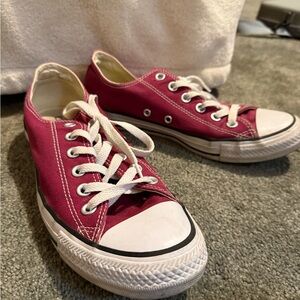 Maroon converse Sneakers with White Laces